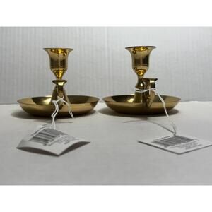 Set of 2 Gibson Solid Brass Candle Stick Holder New with Tag,3" Tall,Made India